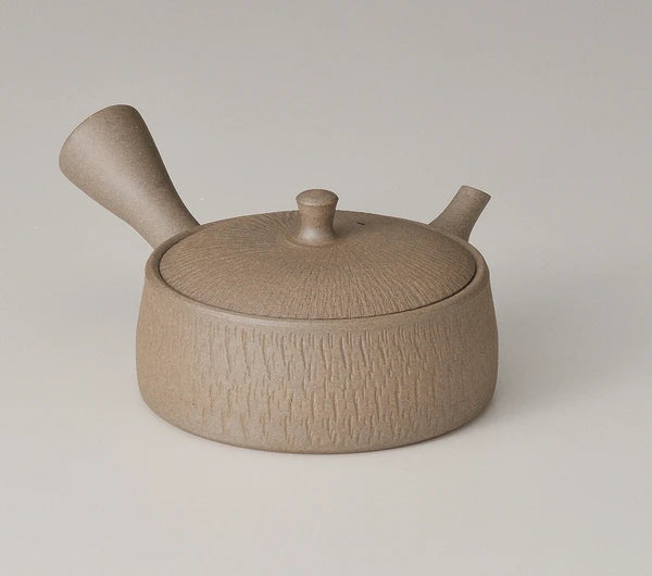 (Limited stock) Gyokkou Kiln: Yakijime Tokoname Textured Kyusu Tea Pot (160 ml) 玉光焼締平型急須