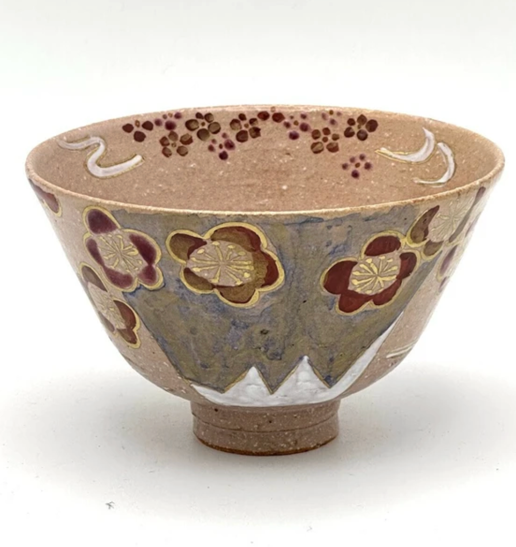 Nagomi: Kyo-yaki Matcha Bowl (京焼抹茶碗 Ume & Mt. Fuji / 梅と富士山)