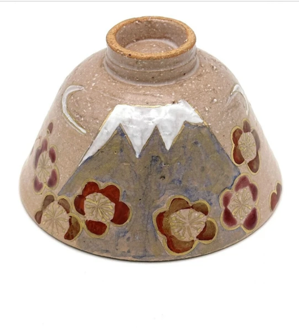 Nagomi: Kyo-yaki Matcha Bowl (京焼抹茶碗 Ume & Mt. Fuji / 梅と富士山)