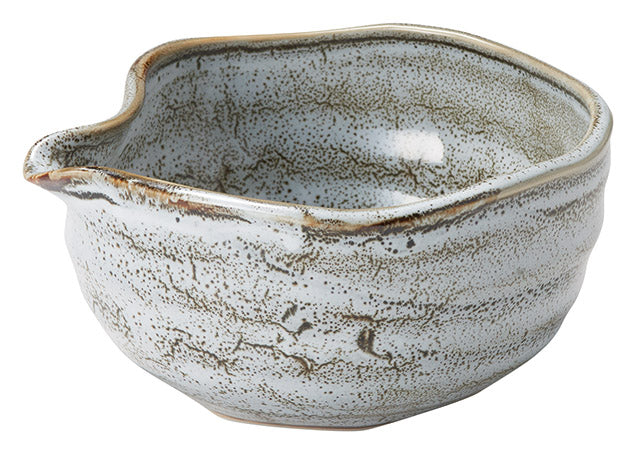 青安窯:ゆず白抹茶ボウル 注ぎ口付き 柚子白パーティー抹茶椀