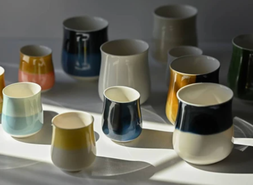 Miyama Minoyaki Oval Cup (harmaavalkoinen) ポット(クリームホワイト)