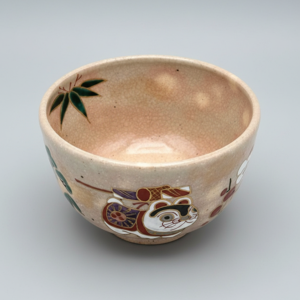 Nagomi: Kyo-yaki Matcha Bowl (京焼抹茶碗 Dog / 犬)