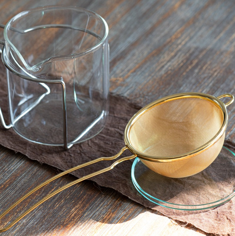 スリースノー:ステンレス茶こし(ゴールド) 共柄茶こし