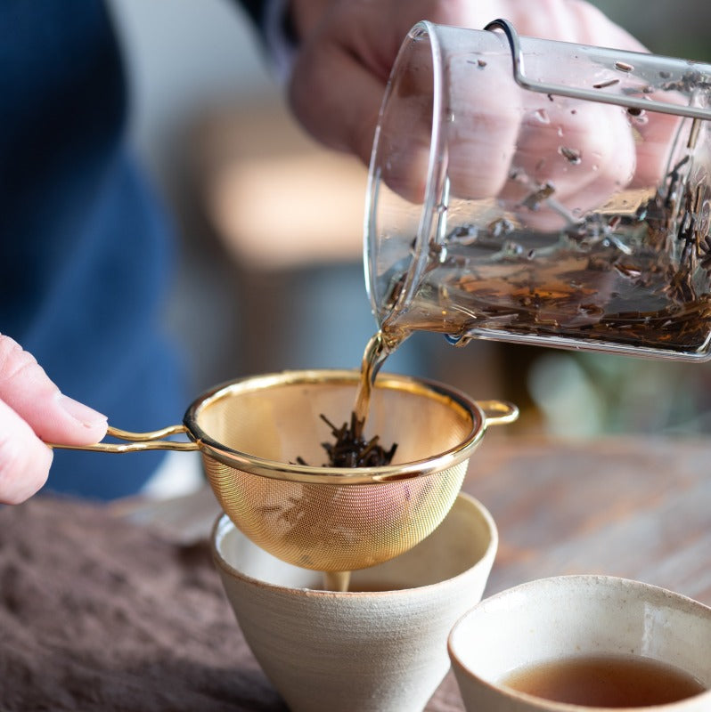 スリースノー:ステンレス茶こし(ゴールド) 共柄茶こし