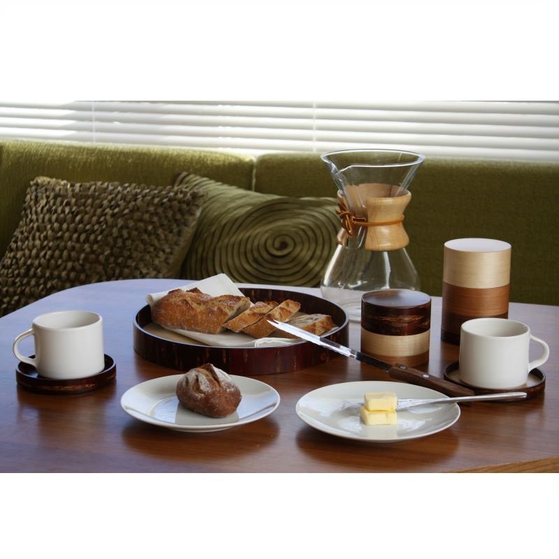 Fujiki Denshiro: Wazutsu Series Kabazaiku Tea Canisters, 4-color Maple 輪筒4色 茶筒 かえで - Yunomi.life