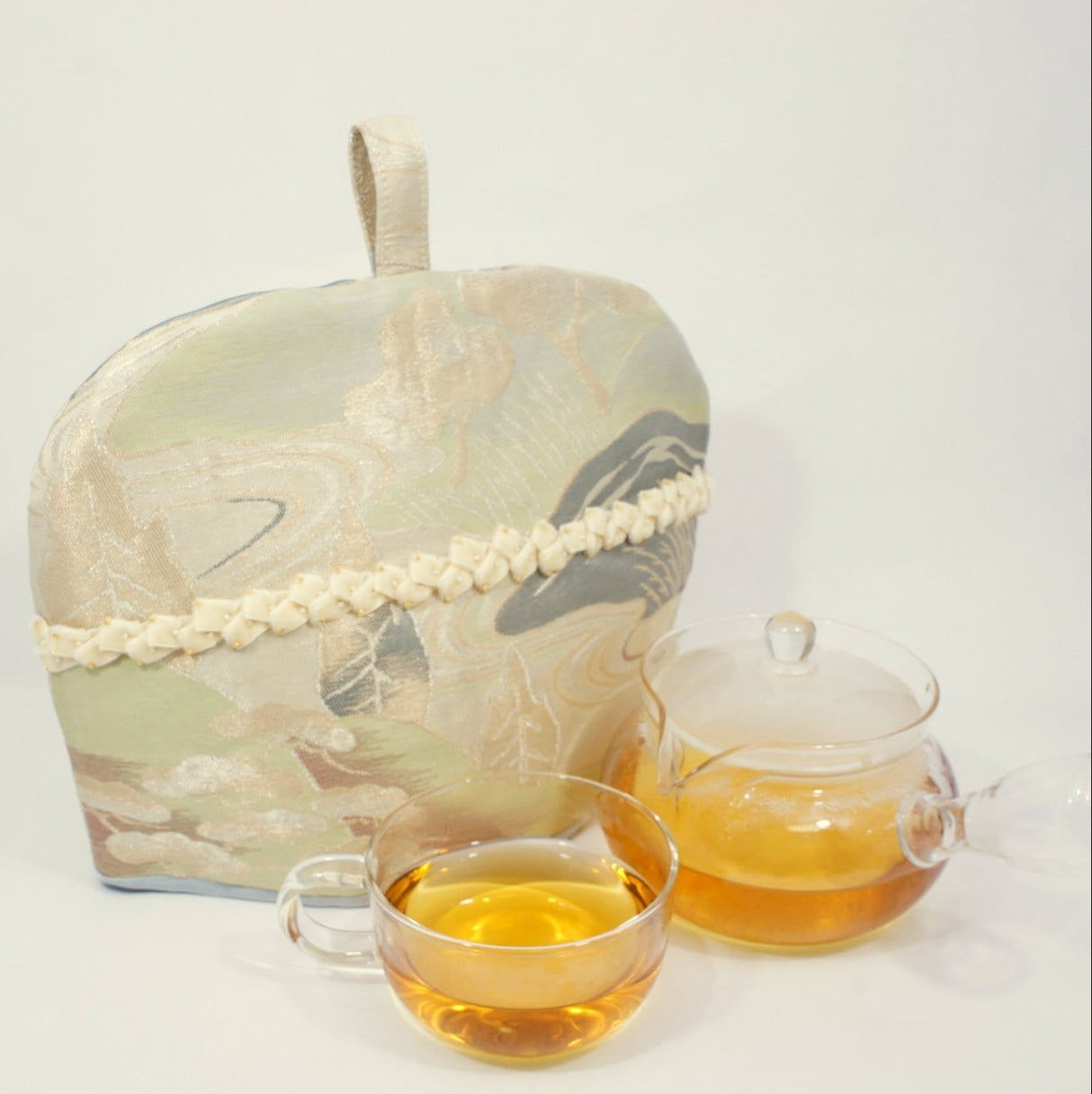 Kimono Sash Tea Cozy #1: Pine Tree and River by mami.mano - Yunomi.life