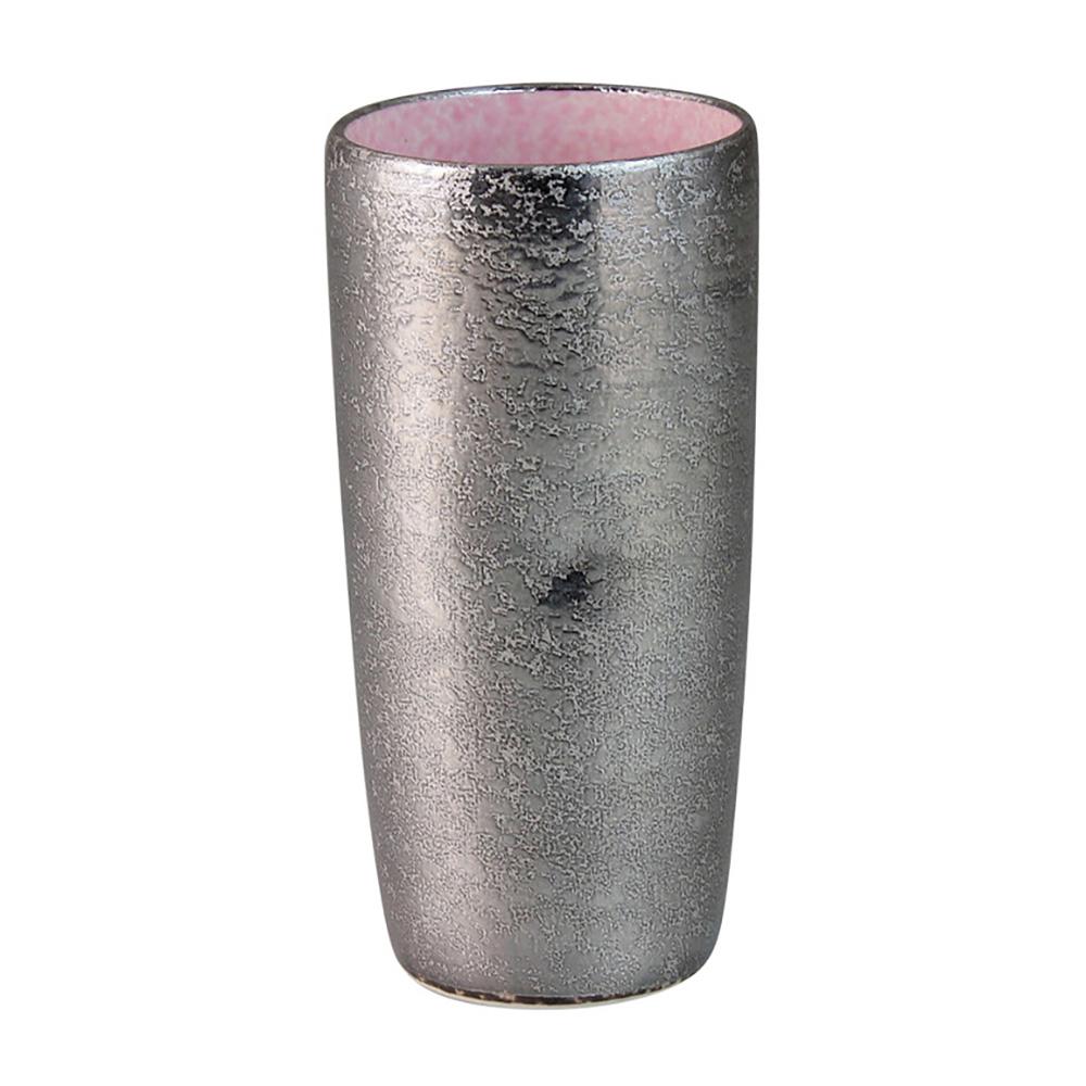 Touetsugama Aritayaki Dimple Rock Tumbler - Ibushi Silver - Pink いぶし銀内ピンク えくぼロックビアカップ - Yunomi.life