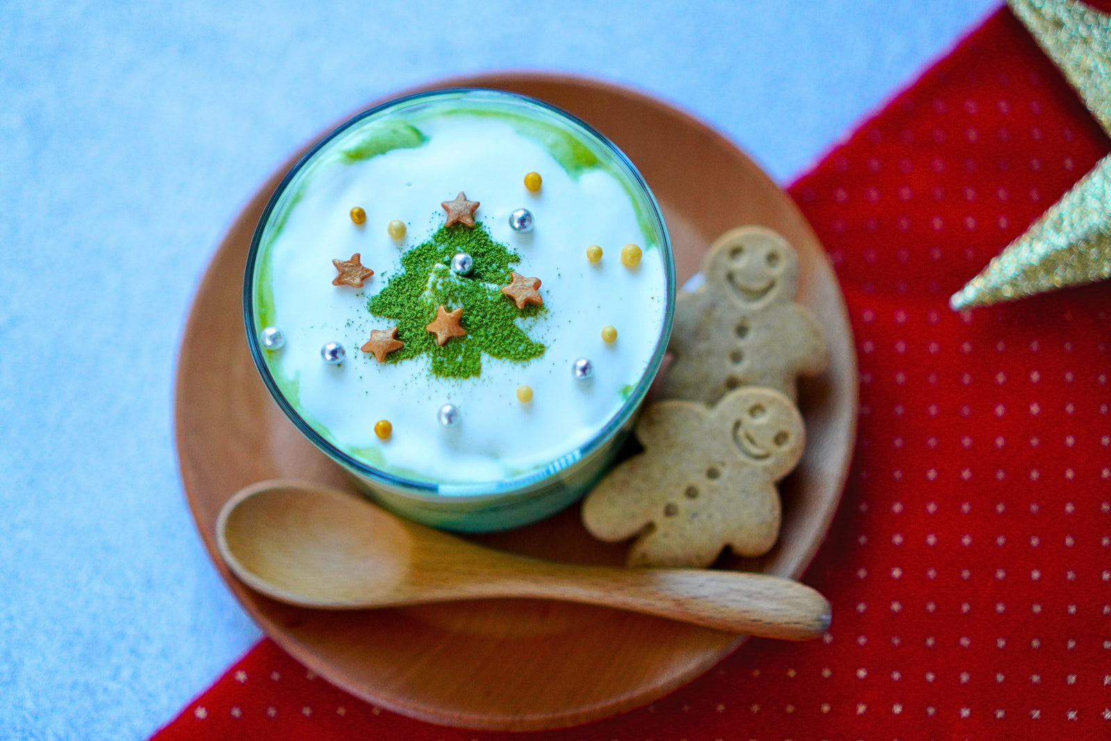 Matcha Hot Chocolate with Christmas Decoration Recipe