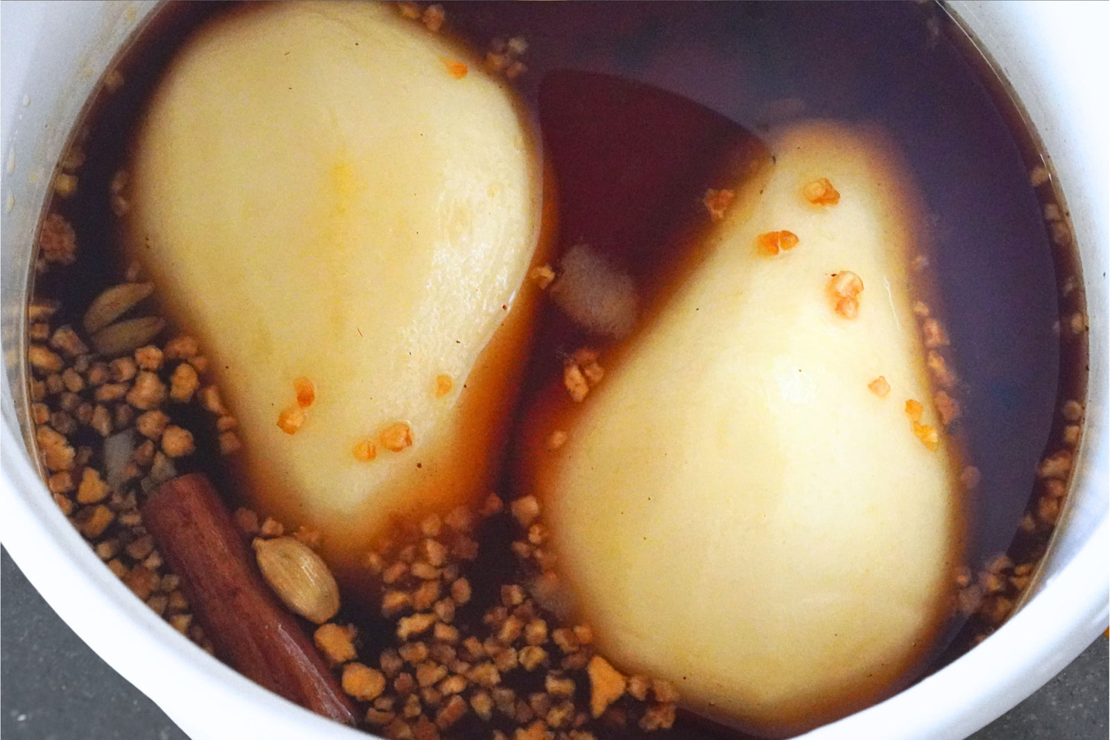 Yuzu & Black Tea Poached Pear