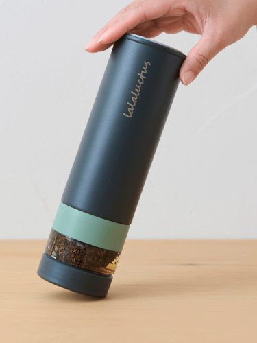 Lalaluctus ティーボトル - ステンレススチール製タンブラー（ティーストレーナー付き） - ダークグレー - 400 ml