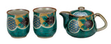 Kutaniyaki Kutsurogi Tea Set - Green Background with Marumon Pattern