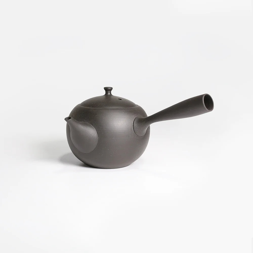 Jinsui Kiln: TOKI maru - SUMIKURO, Round Tokoname Kyusu Tea Pot (290ml, Black)