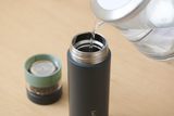 Lalaluctus ティーボトル - ステンレススチール製タンブラー（ティーストレーナー付き） - ダークグレー - 400 ml