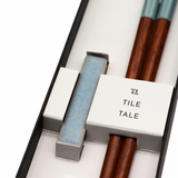 Ishida: TILE TALE Japanese Chopsticks with Ceramic Chopstick Rest Set yunomi.life