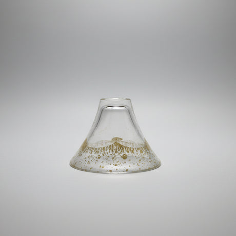 Kimoto Glass: Shofukuhai Mt. Fuji Gold Clear Sake Glass, 65 ml yunomi.life upside down