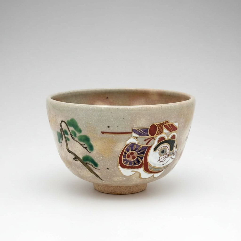 Nagomi: Kyo-yaki Matcha Bowl (京焼抹茶碗  Dog / 犬）