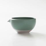 Origami Tea - Pour Take Green - Minoyaki Porcelain Matcha Bowl with Pouring Lip sideview yunomi.life