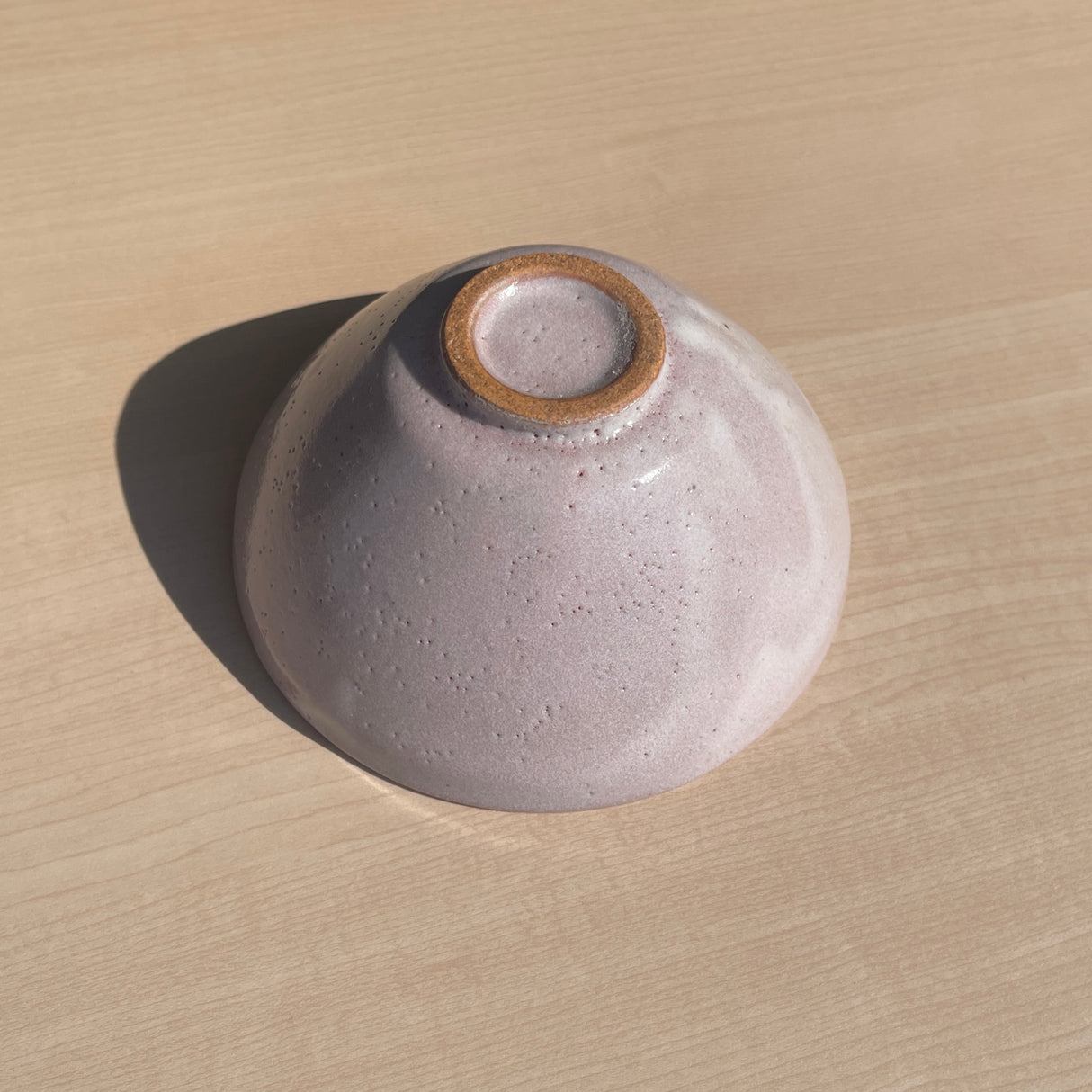 Pink Shino Natsume Matcha Bowl back