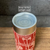 Okumura Seikan: Tea Canister, Fabric (size for 175g sencha), Design: Seigaiha Waves Red