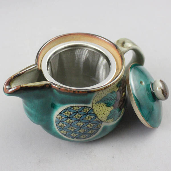 Kutaniyaki Kutsurogi -teesetti - Vihreä tausta Marumon-kuviolla