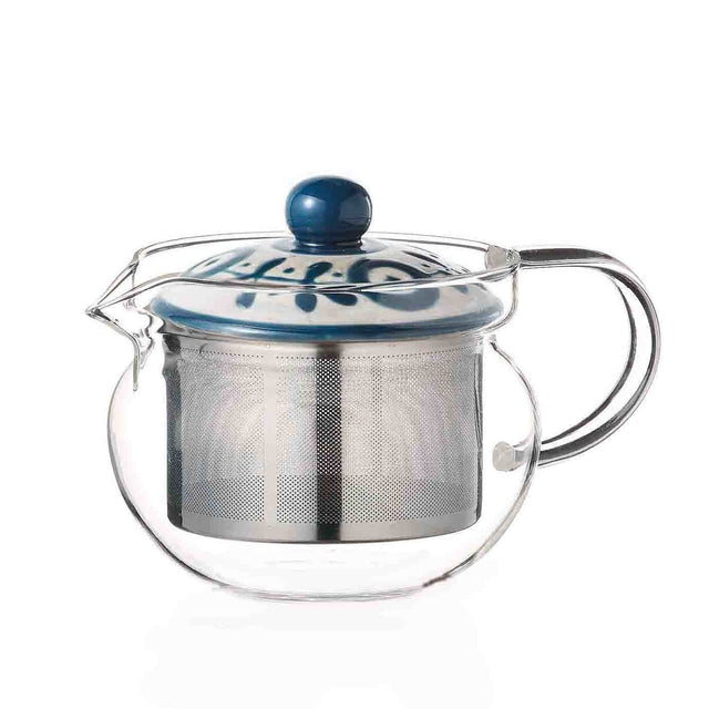 Saikai Ceramics: Gaeden, Glass Tea Pot, Peacock Blue - 1