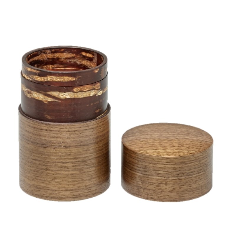 Fujiki Denshiro: Obizutsu Tea Canister - Walnut 帯筒茶筒くるみ - Yunomi.life