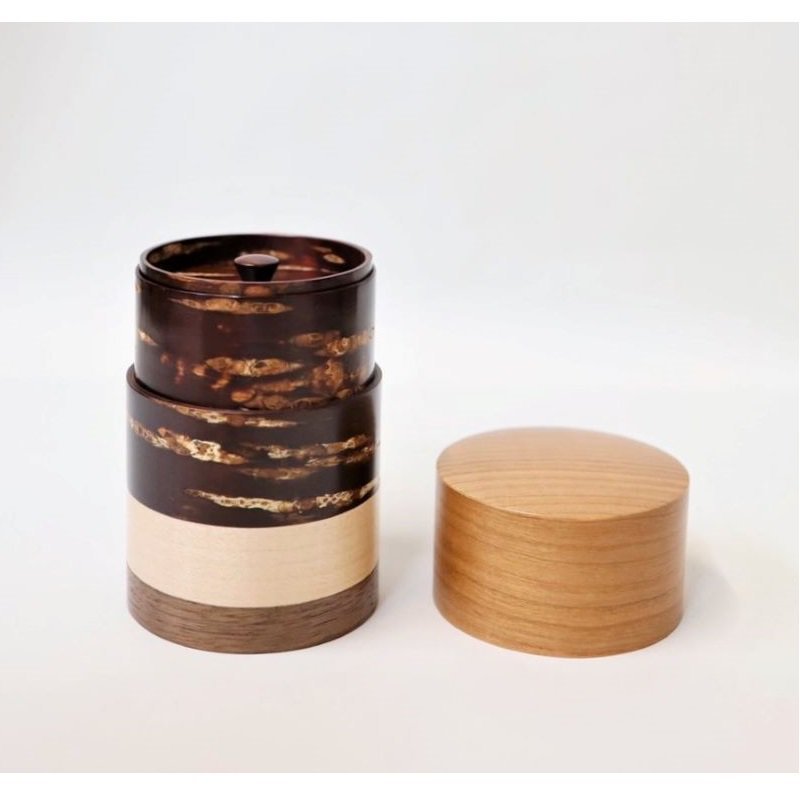Fujiki Denshiro: Wazutsu Series Kabazaiku Tea Canisters, 4-color Sakura 輪筒4色 茶筒 さくら - Yunomi.life
