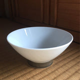 Hakusan Porcelain: Hasamiyaki Rice Bowl - "Threads of Hemp" (Indigo or Sepia) - Yunomi.life