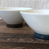 Hakusan Porcelain: Hasamiyaki Rice Bowl - "Threads of Hemp" (Indigo or Sepia)