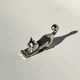 Handmade Tin Chopstick Rest Cat #05, Stretching Cat 錫製のび猫