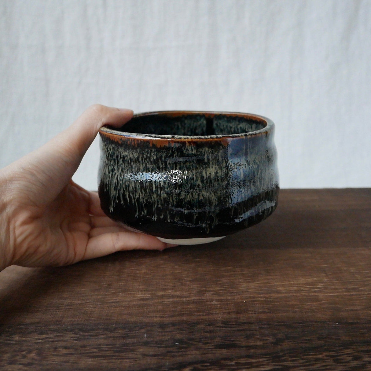 Kizoku Club: Black Tenmoku Nagashi Matcha Tea Bowl - Yunomi.life